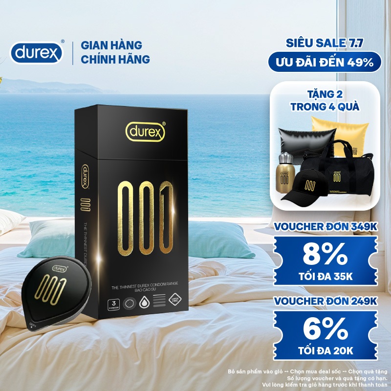 Bao Cao Su Durex 001 Siêu Mỏng, Hộp 3 Bao, Mới Ra Mắt | Shopee Việt Nam