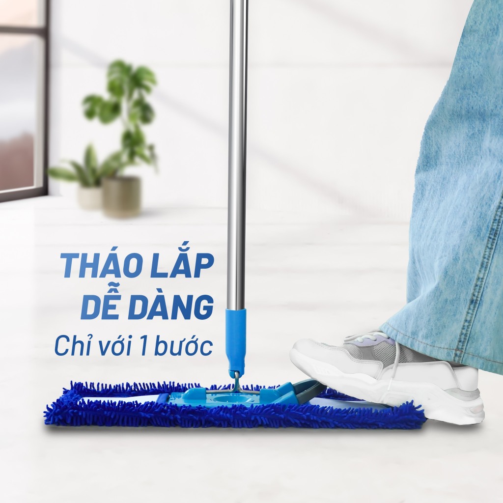 Cây Lau Nhà Inox San Hô 46cm MEGAHOME S5 Cán Rút Tăng Đơ