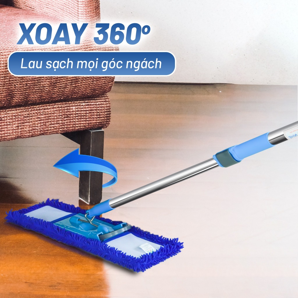 Cây Lau Nhà Inox San Hô 46cm MEGAHOME S5 Cán Rút Tăng Đơ