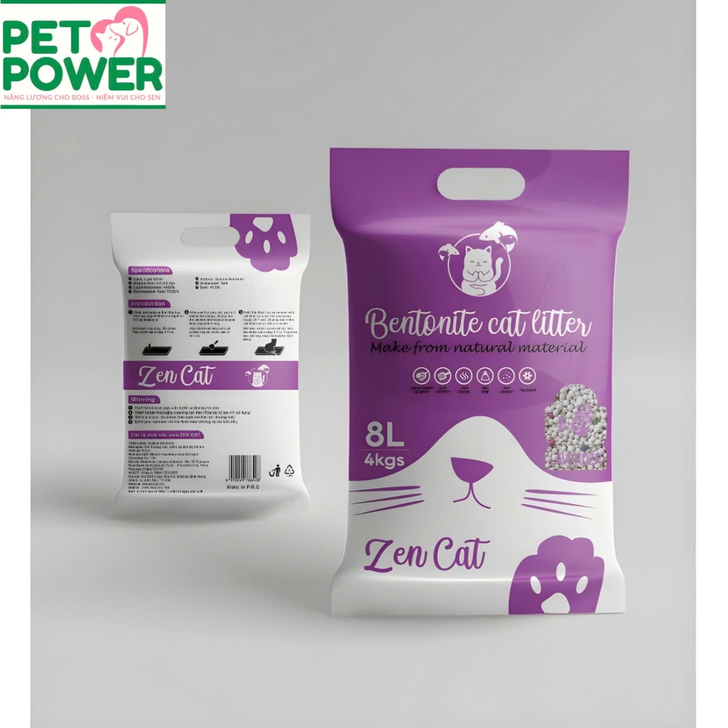 CÁT VỆ SINH CHO MÈO ZEN CAT 8L-100% Bentonite tự nhiên