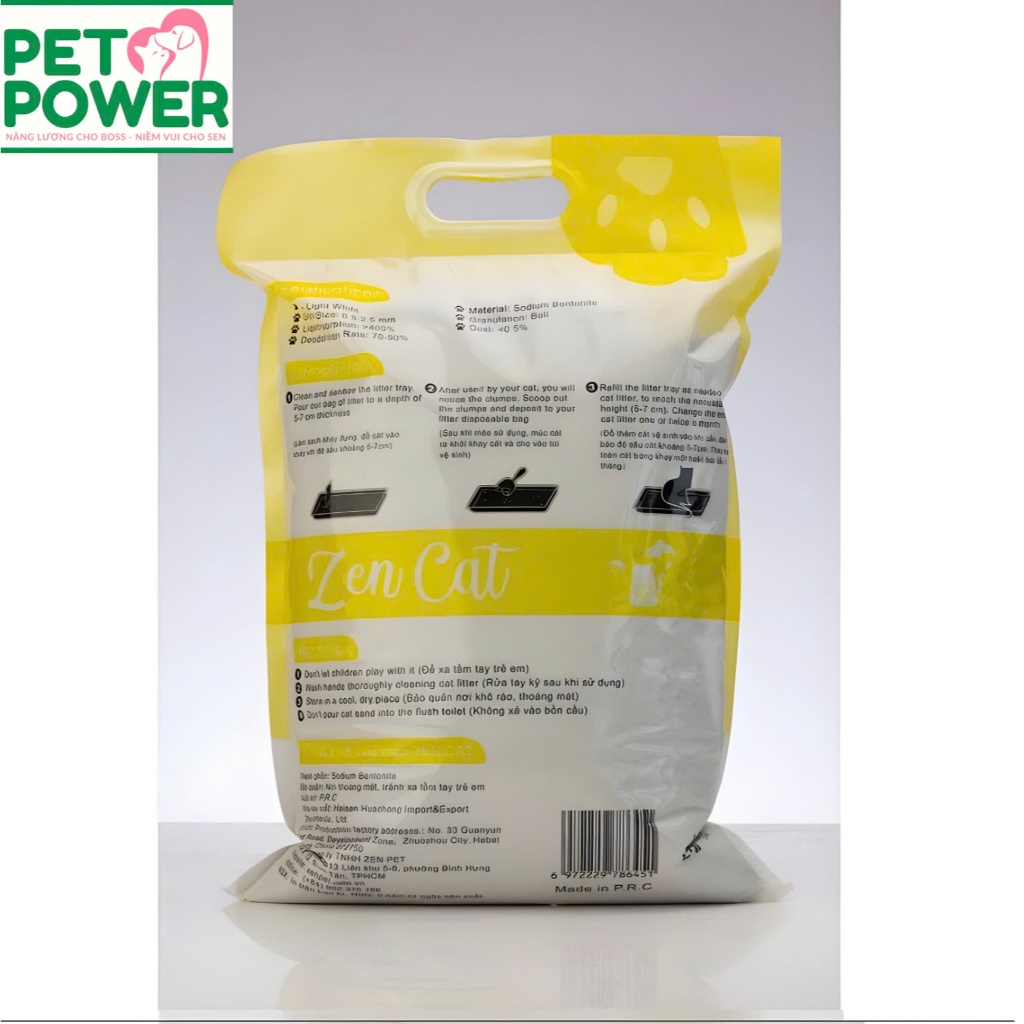 CÁT VỆ SINH CHO MÈO ZEN CAT 8L-100% Bentonite tự nhiên