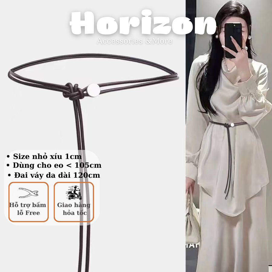 Thắt lưng Đai váy da dây nam nữ Horizon gài Đai váy dây DV35 bản NHỎ 0.5cm  khuyên tròn dây nịt  sang chảnh
