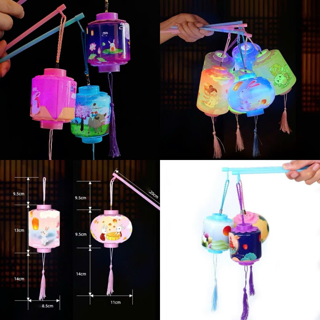 Đèn lồng trung thu hình trụ có đèn LED , có cán cầm làm quà tặng trung thu  cho bé giá rẻ nhỏ gọn