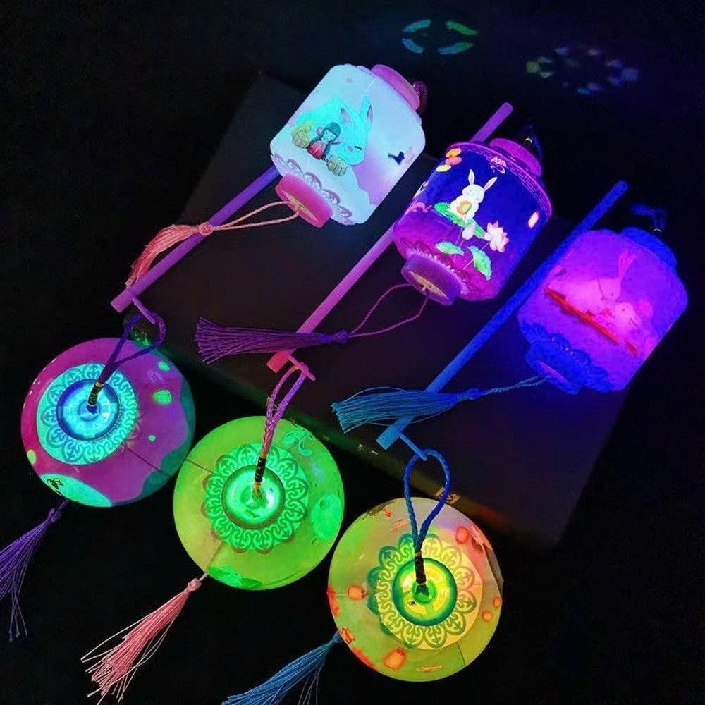 Đèn lồng trung thu hình trụ có đèn LED , có cán cầm làm quà tặng trung thu  cho bé giá rẻ nhỏ gọn