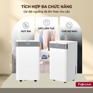 Máy hút ẩm dân dụng Fujihome DH12NW 12L/ngày, màn hình hiển thị độ ẩm, lọc ion, điều khiển app