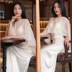 Đầm Lụa Hai Dây Đuôi Cá Dài Maxi Cho Nữ Kèm Áo Choàng Lửng – Váy Dự Tiệc, Công Sở, Đi Tiệc Sang Trọng, Thanh Lịch — ảnh 4