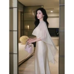 Đầm Lụa Hai Dây Đuôi Cá Dài Maxi Cho Nữ Kèm Áo Choàng Lửng – Váy Dự Tiệc, Công Sở, Đi Tiệc Sang Trọng, Thanh Lịch — ảnh 5