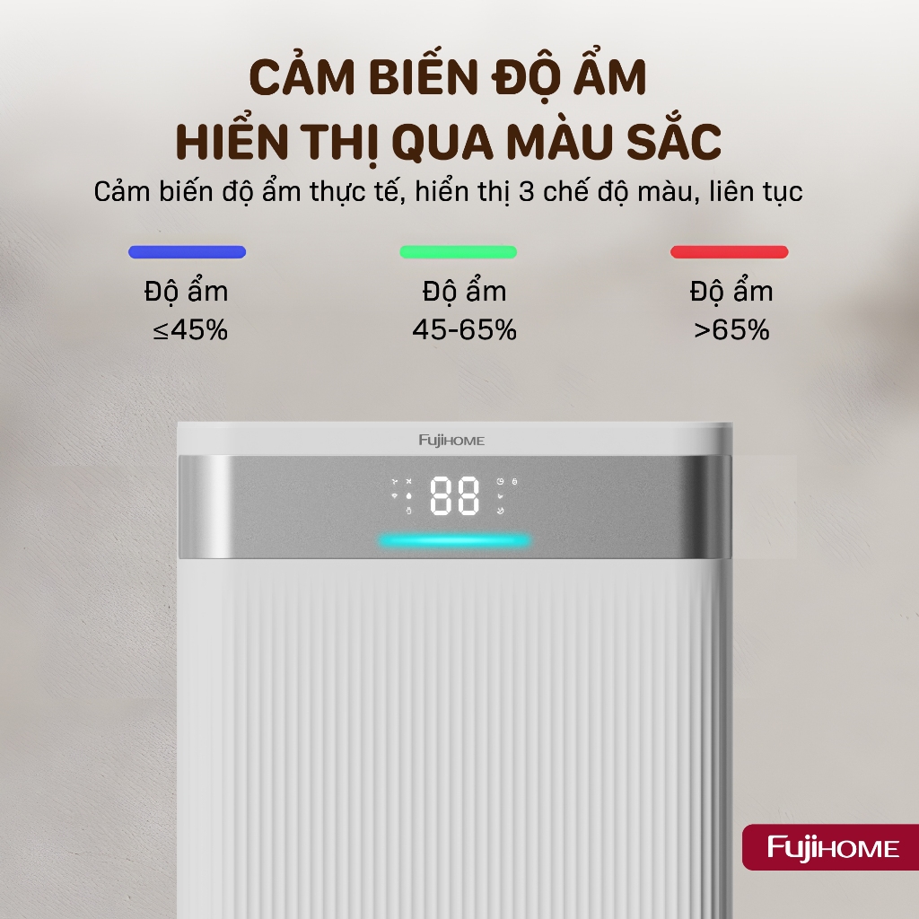 Máy hút ẩm dân dụng lọc không khí 16L Nhập Khẩu FUJIHOME DH16NW, Máy hút ẩm mini gia đình cảm ứng sấy quần áo đa năng