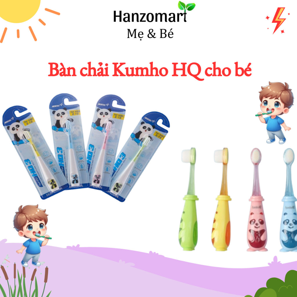 Bàn chải đánh răng Kumho cho bé từ 1 tuổi giúp làm sạch răng, lông chải mềm mại an toàn