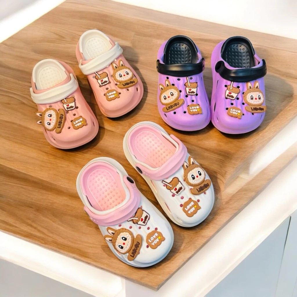 Dép Sục bảo vệ mũi chân cho bé gái có quai sau đế 2 lớp siêu nhẹ hình Thỏ labubu