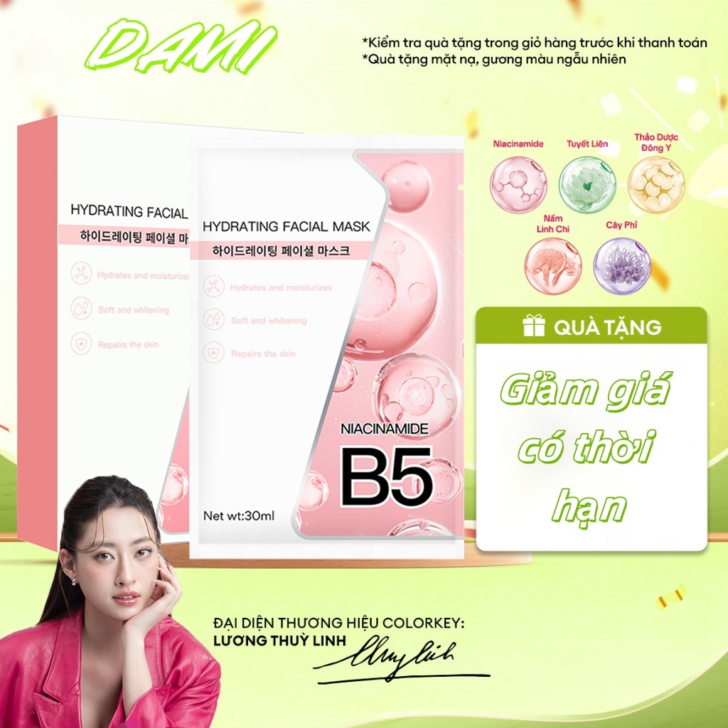 Mặt nạ Y7 1 Hộp 10 Miếng Mặt Nạ Giấy Vitamin B5 Hỗ Trợ Phục Hồi 25ml/miếng,Dưỡng ẩm và làm trắng
