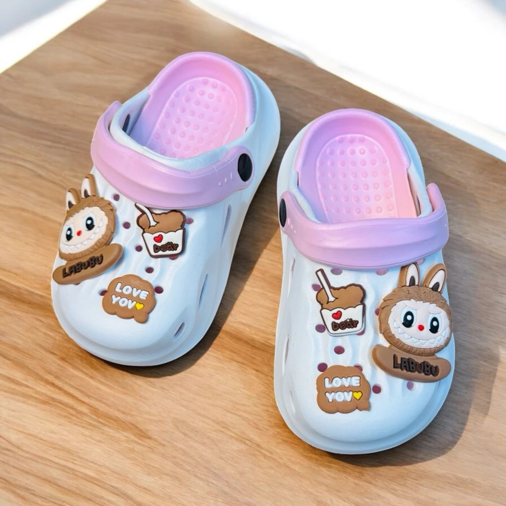 Dép Sục bảo vệ mũi chân cho bé gái có quai sau đế 2 lớp siêu nhẹ hình Thỏ labubu