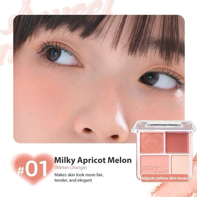 JUDYDOLL Phấn má hồng Judydoll PALETTE 4 ô Màu má hồng và bắt sáng 9g | NHÍM HOUSE