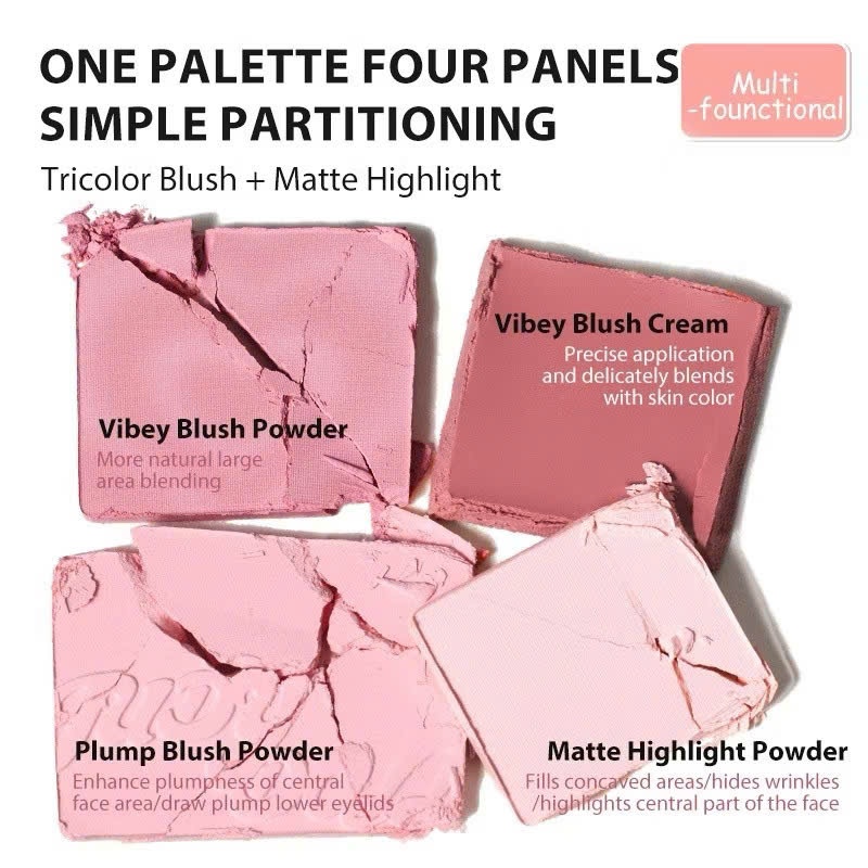 JUDYDOLL Phấn má hồng Judydoll PALETTE 4 ô Màu má hồng và bắt sáng 9g | NHÍM HOUSE