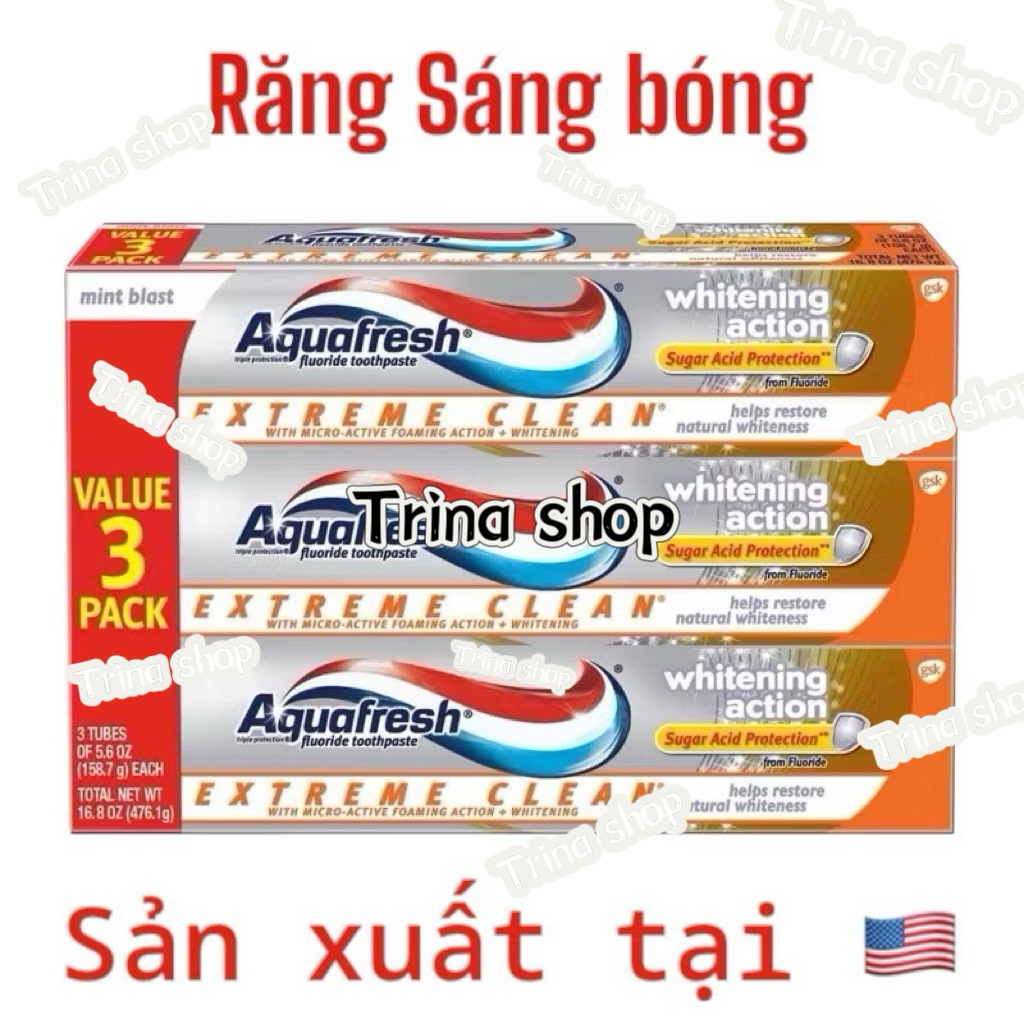 [BILL MỸ AIR] Set 3 Kem Đánh Răng Aquafresh Toothpaste 16.8Oz 476.1g ...