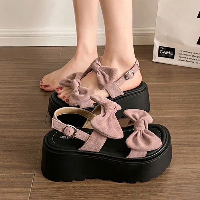 Dép Quai Hậu Sandal Nơ Cute Đế Dày Đi Học Đi Chơi