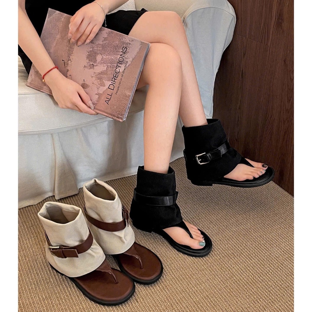 Dép Sandal Xương Cá Ống Ngắn Đế Độn Tăng Chiều Cao Sang Chảnh