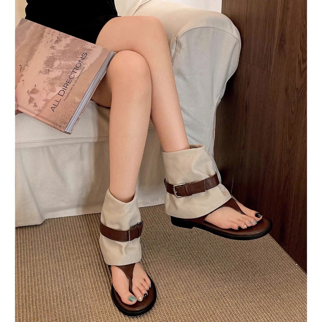 Dép Sandal Xương Cá Ống Ngắn Đế Độn Tăng Chiều Cao Sang Chảnh