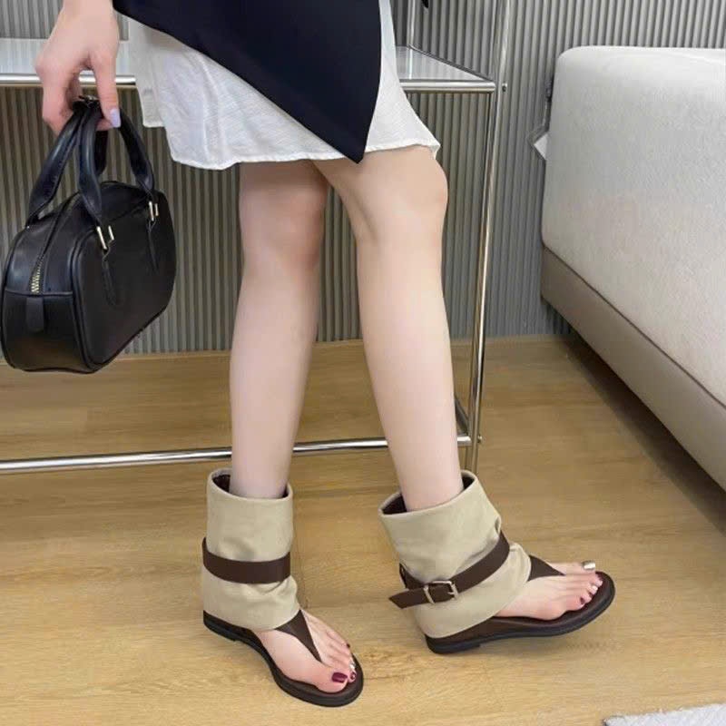 Dép Sandal Xương Cá Ống Ngắn Đế Độn Tăng Chiều Cao Sang Chảnh