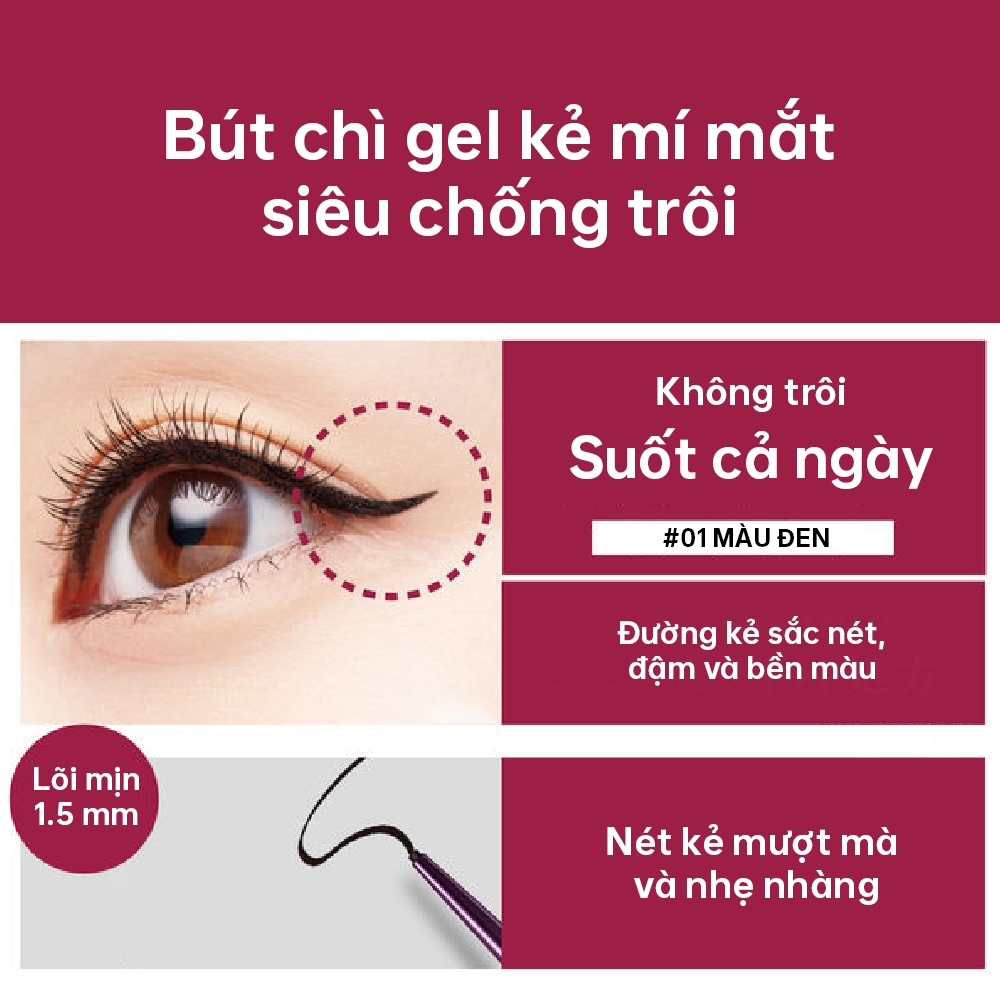Bút Chì Gel Kẻ Mí Mắt Siêu Chống Trôi Dạng Xoay Kissme Heroine Make Long Stay Sharp Màu Đen 01