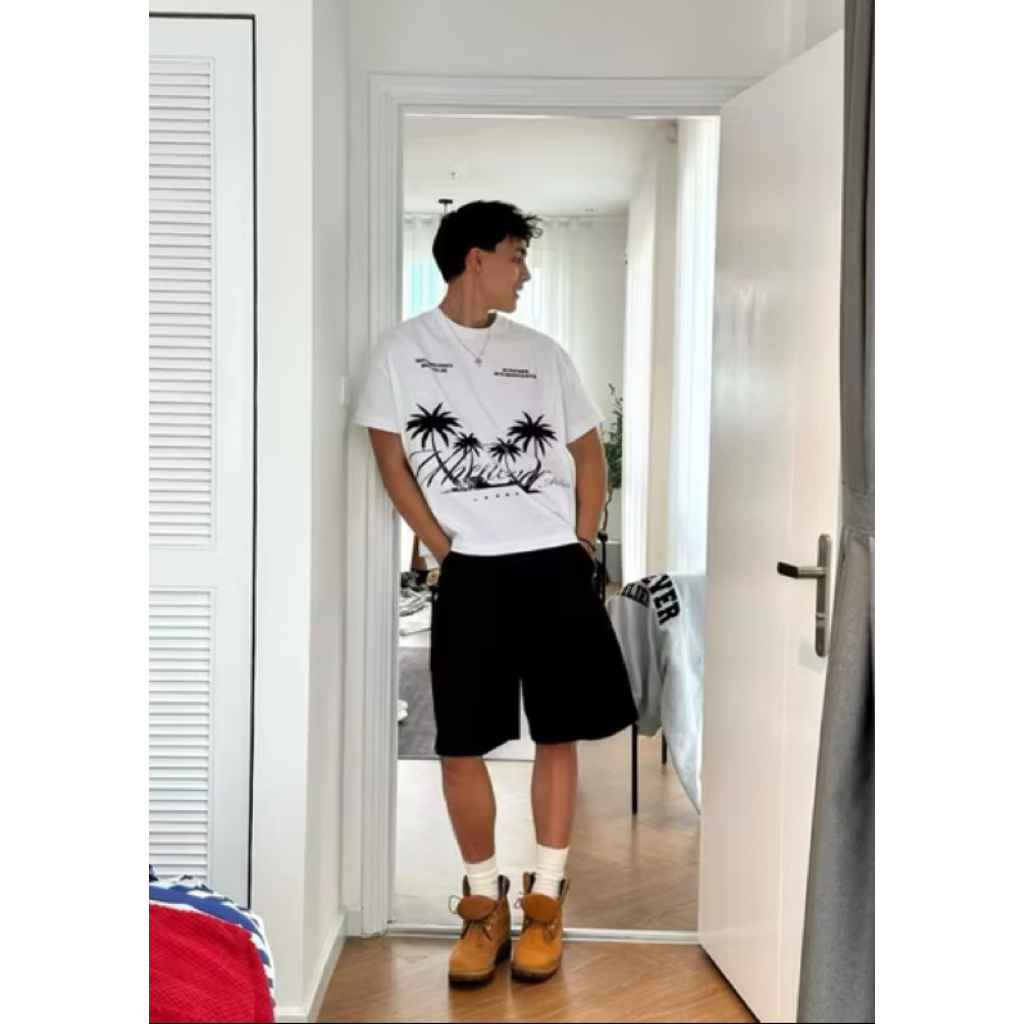 Áo Thun Cây Dừa Whenever Chất Vải Cotton Dày Dặn Hình In Sắc Nét
