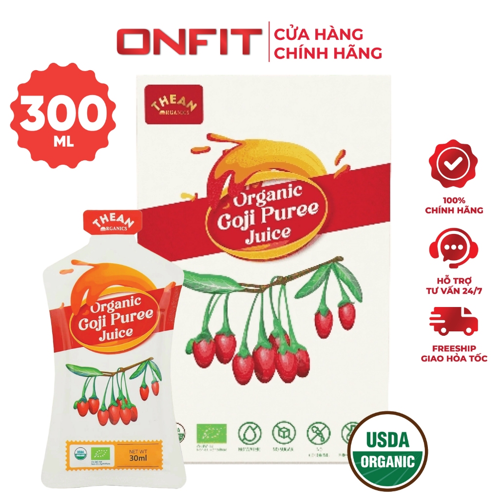 Nước Ép Kỷ Tử Hữu Cơ The An Organics Goji Puree Juice (Hộp 10 Gói ...
