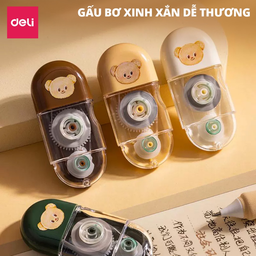 Bút Xóa Băng 6M ButterBear x Deli Xinh Xắn Vỏ Trong Xóa Sạch Phủ Kín Khô Nhanh Viết Đè Lên Ngay Xóa Bút Bi Bút Gel