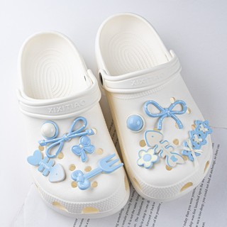 Set 10 Sticker, Charm 3D chủ đề Cá xương xanh DIY Mita gắn Dép Sục, Cá Sấu JB-355