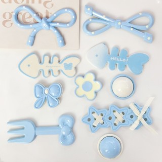 Set 10 Sticker, Charm 3D chủ đề Cá xương xanh DIY Mita gắn Dép Sục, Cá Sấu JB-355