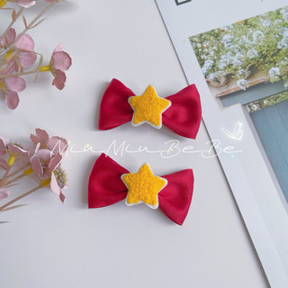 Set 2 kẹp nơ đỏ sao vàng cho bé phù hợp với các ngày lễ của đất nước