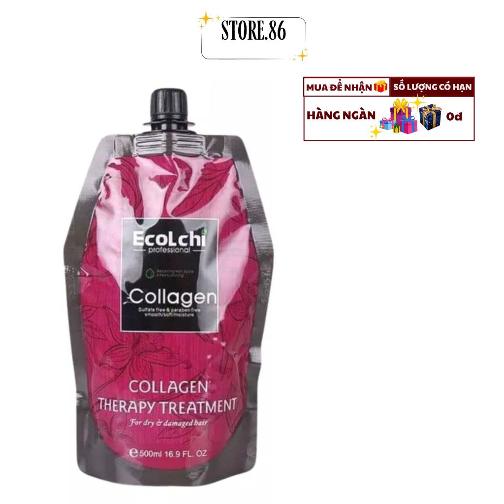 Kem Ủ Tóc Ecolchi Collagen 500ml (Túi) | Dưỡng Ẩm Tóc Khô Xơ, Mềm Mượt & Bóng Khỏe