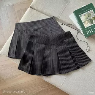 Chân váy miniskirt dáng ngắn kẻ sọc bảng V form xếp ly HAVANA CV329