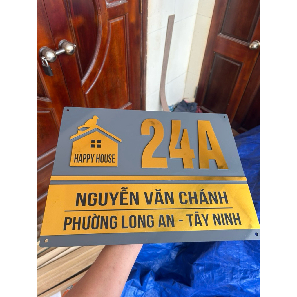 BẢNG SỐ NHÀ Alcorest  GHI XÁM + gương vàng CAO CẤP LÀM THEO YÊU CẦU