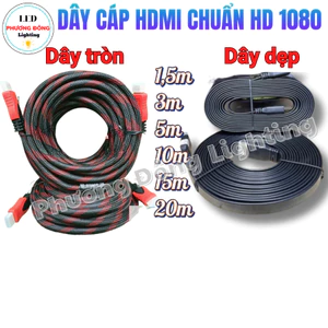 Dây Cáp HDMI Dây Tròn Dây Dẹp 10m - 15m - 20m Chuẩn HD1080