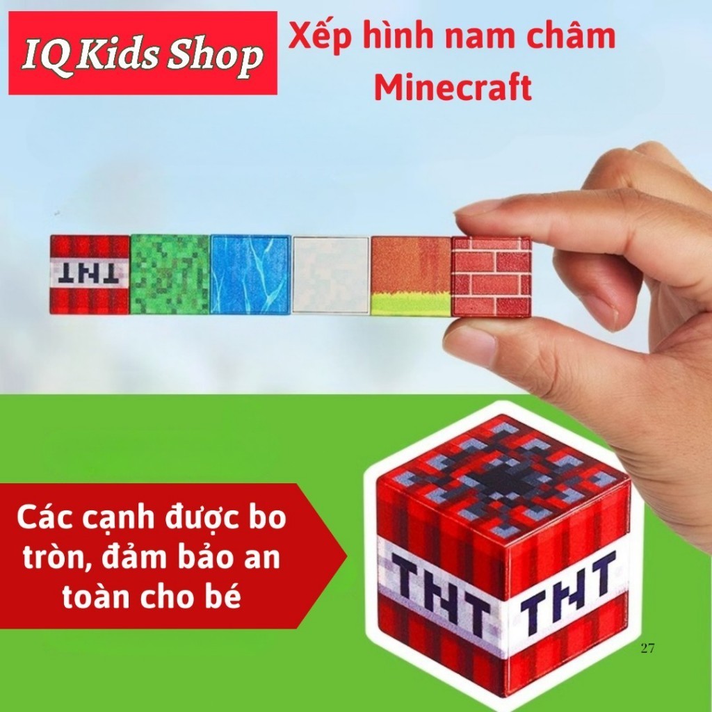 (100 TẶNG 10) Khối Nam Châm Xếp Hình Khối Xây Dựng Mô Hình My World Giáo Dục Cho Trẻ Em