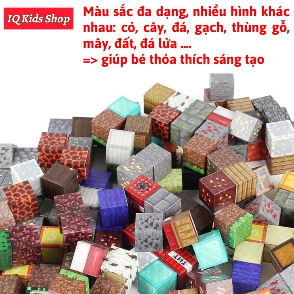 (100 TẶNG 10) Khối Nam Châm Xếp Hình Khối Xây Dựng Mô Hình My World Giáo Dục Cho Trẻ Em
