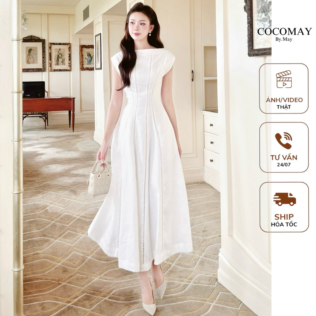 COCOMAY - Clara Dress Đầm midi thanh lịch 2 màu trắng // đen | Shopee ...