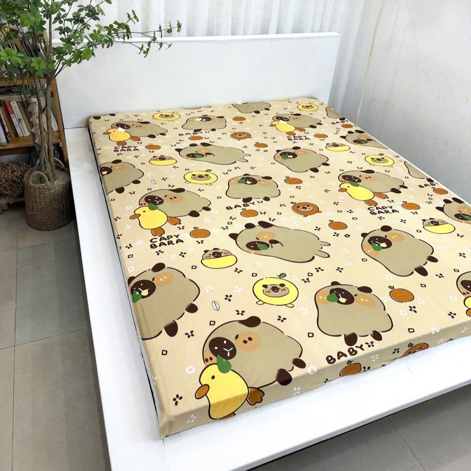 Áo bọc nệm khóa kéo 2 mặt thun lạnh 3D vải mềm mịn bền bỉ