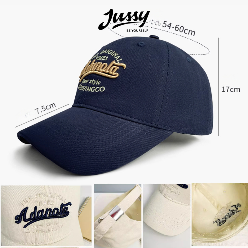 Mũ lưỡi trai nam nữ Jussy Official Thêu chữ Adanola form mềm, nón lưỡi trai vải kaki cotton size to thời trang unisex
