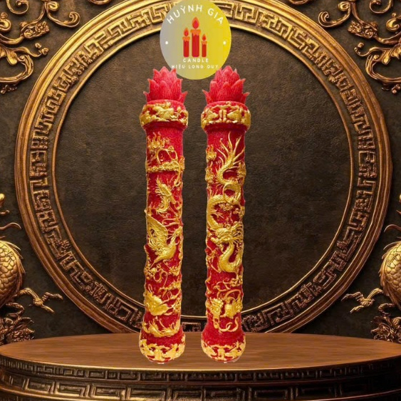 Nến Cưới LONG PHỤNG SEN Cao Cấp | Đèn Cầy Cưới Long Phụng | Lễ Gia Tiên - Ăn Hỏi - Huỳnh Gia Candle