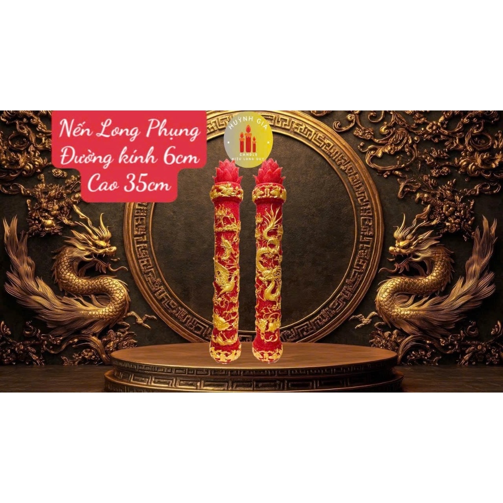 Nến Cưới LONG PHỤNG SEN Cao Cấp | Đèn Cầy Cưới Long Phụng | Lễ Gia Tiên - Ăn Hỏi - Huỳnh Gia Candle