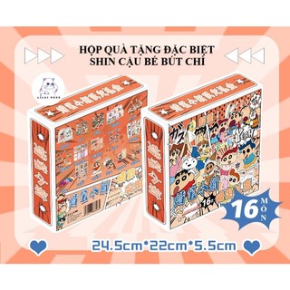 [hàng sẵn-VÀNG] NEW Hộp quà Shin Cậu bé bút chì / Hộp quà tặng vuông đặc biệt 16 món anime
