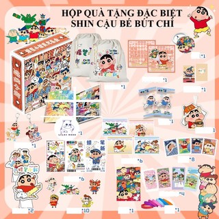 [hàng sẵn-VÀNG] NEW Hộp quà Shin Cậu bé bút chì / Hộp quà tặng vuông đặc biệt 16 món anime