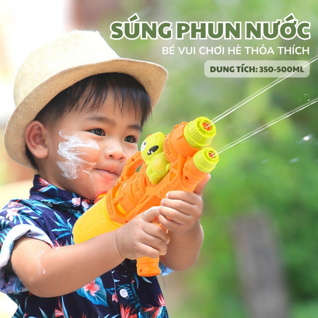 Đồ Chơi Súng Nước Gấu Nâu Dễ Thương ( 2 Nòng Dung tích 500ml ) Cho Bé - Nhựa ABS An Toàn, Dễ Sử Dụng