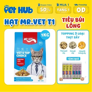 Hạt MR VET T1 Thức Ăn Mèo Dạng Hạt MrVet Holistic Gói 1KG Với 30% Protein Dành Cho Mèo Mọi Lứa Tuổi