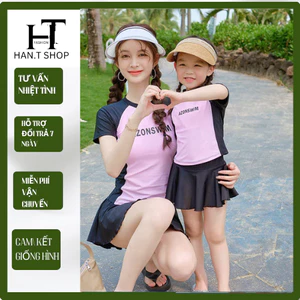 DB087 Bikini nữ đồ bơi mẹ và bé 2 mảnh phối váy kín đáo dễ thương [ 10-65kg ] HAN.T Shop