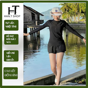 Sẵn (Size M, L,XL ) Đồ Bơi Đi Biển Áo Dài Tay Quần 2 Lớp dáng thể thao,trẻ trung,năng động, kín đáo HAN.T