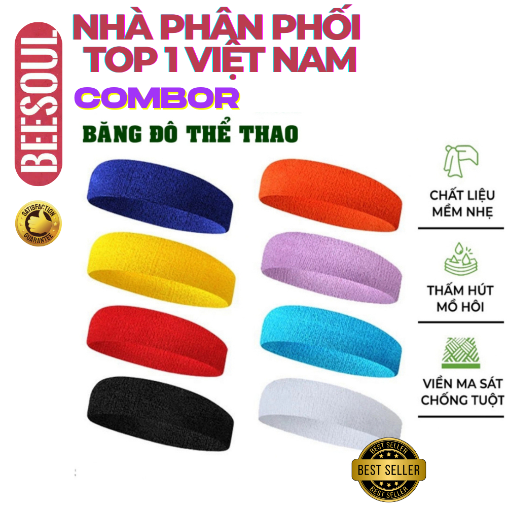 Băng đô nam nữ thể thao Pickleball Beesoul, chặn mồ hôi co giãn 4 chiều tập gym, bóng rổ bóng chuyền