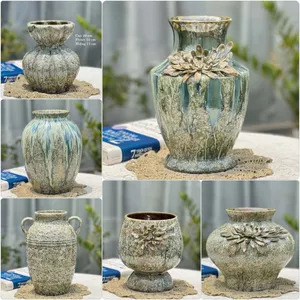 Bình Hoa Gốm Sứ Bát Tràng Men Xanh Ruby Đắp Nổi Trang Trí Phòng Khách GomDecorTSC