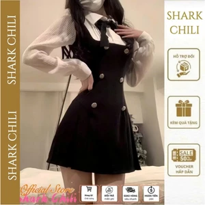 Váy tiểu thư sang chảnh Shark Chili set sơ mi tay dài dáng dài Gơn Phố set váy ăn cưới S06
